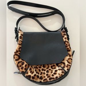 Leopard Pony Hair Crossbody Purse